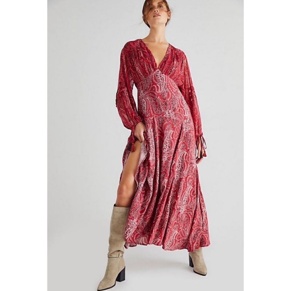 Free People - Mirage Maxi dress, new red combo